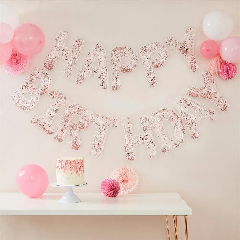 Ginger Ray - Konfetili Happy Birthday Balonlar