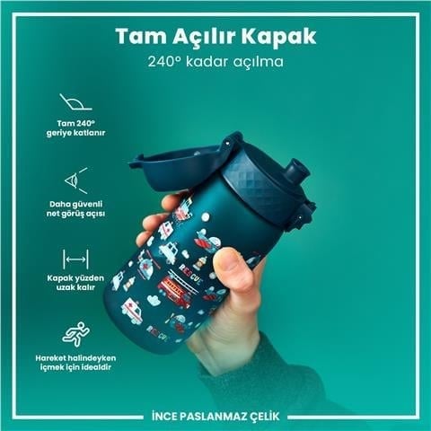 ION8 - Geri Dönüştürülmüş Plastik - Recyclon - Çocuk Suluk - İlk Yardım Taşitları - 350 Ml - Sızdırmaz - BPA İçermeyen