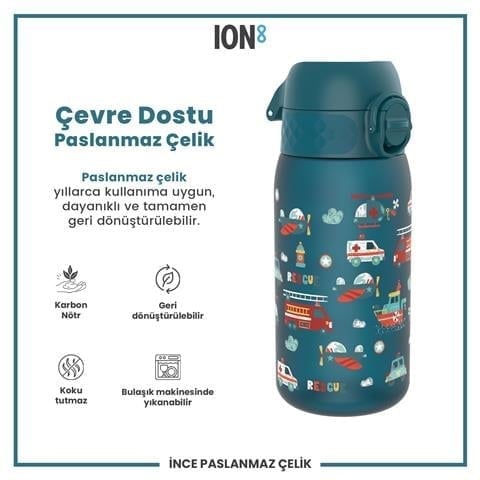 ION8 - Geri Dönüştürülmüş Plastik - Recyclon - Çocuk Suluk - İlk Yardım Taşitları - 350 Ml - Sızdırmaz - BPA İçermeyen