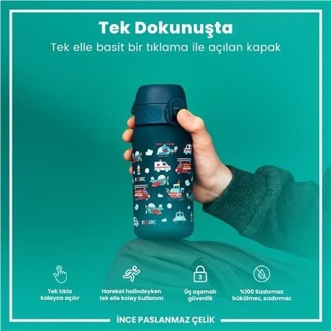 ION8 - Geri Dönüştürülmüş Plastik - Recyclon - Çocuk Suluk - İlk Yardım Taşitları - 350 Ml - Sızdırmaz - BPA İçermeyen