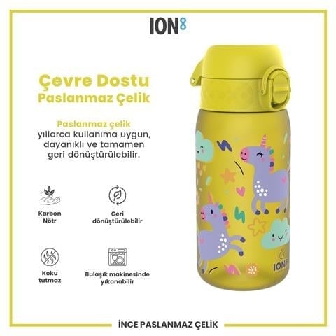 ION8 - Çocuk Suluk - Sarı Unicorn - 350 Ml - Sızdırmaz - BPA İçermeyen