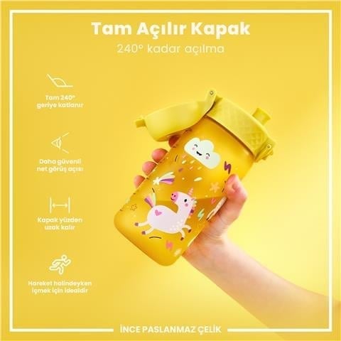 ION8 - Çocuk Suluk - Sarı Unicorn - 350 Ml - Sızdırmaz - BPA İçermeyen