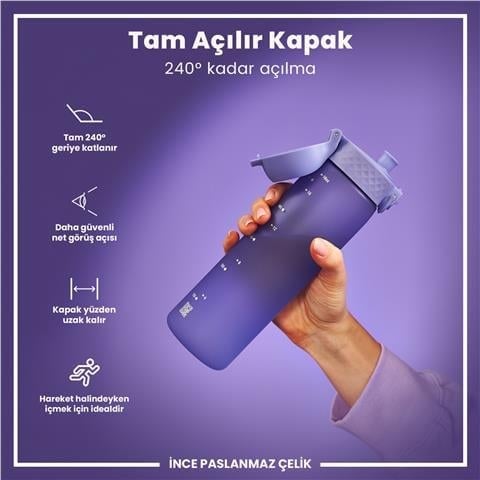 ION8 - İnce Suluk - Açık Mor - 500 Ml - Sızdırmaz - BPA İçermeyen