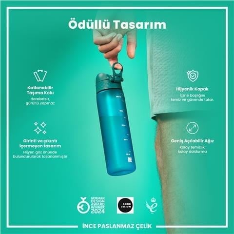 ION8 - İnce Suluk - Deniz Mavisi - 500 Ml - Sızdırmaz - BPA İçermeyen