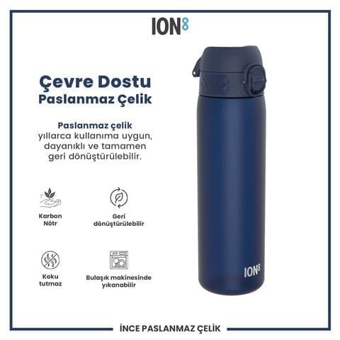 ION8 - İnce Suluk - Koyu Mavi - 500 Ml - Sızdırmaz - BPA İçermeyen