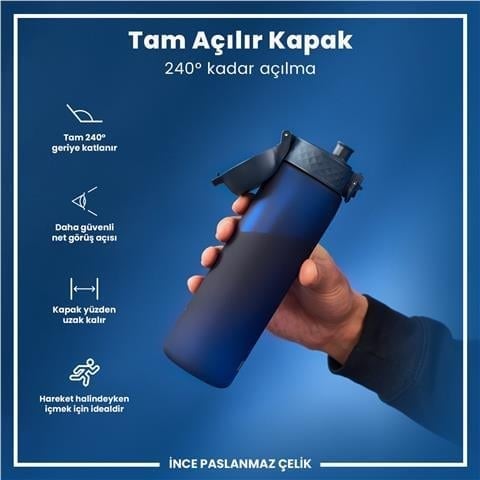 ION8 - İnce Suluk - Koyu Mavi - 500 Ml - Sızdırmaz - BPA İçermeyen