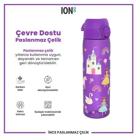 ION8 - Geri Dönüştürülmüş Plastik - Recyclon - İnce Suluk - Prenses - 500 Ml - Sızdırmaz - BPA İçermeyen