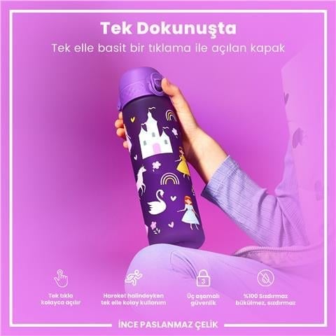 ION8 - Geri Dönüştürülmüş Plastik - Recyclon - İnce Suluk - Prenses - 500 Ml - Sızdırmaz - BPA İçermeyen