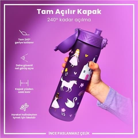 ION8 - Geri Dönüştürülmüş Plastik - Recyclon - İnce Suluk - Prenses - 500 Ml - Sızdırmaz - BPA İçermeyen