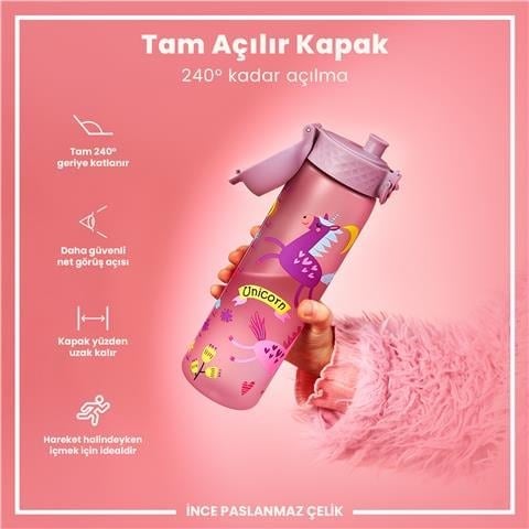 ION8 - Geri Dönüştürülmüş Plastik - Recyclon - İnce Suluk - Unicorn - 500 Ml - Sızdırmaz - BPA İçermeyen