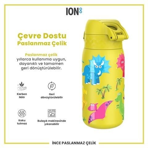 ION8 - Paslanmaz Çelik Çocuk Suluk - Dinozorlar - 400 Ml - Sızdırmaz