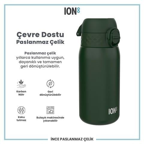 ION8 - Paslanmaz Çelik Çocuk Suluk - Koyu Yeşil - 400 Ml - Sızdırmaz