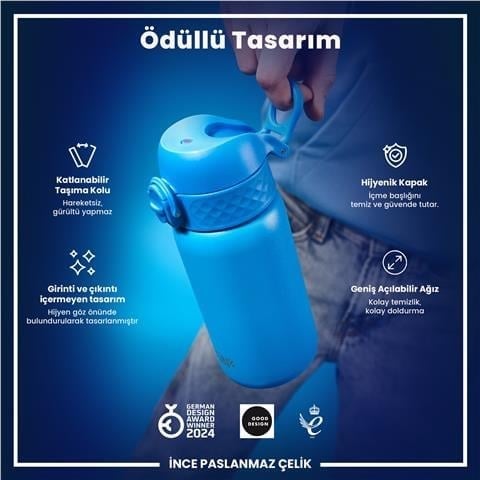 ION8 - Paslanmaz Çelik Çocuk Suluk - Mavi - 400 Ml - Sızdırmaz