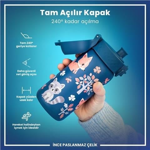 ION8 - Paslanmaz Çelik Çocuk Suluk - Orman Hayvanları - 400 Ml - Sızdırmaz