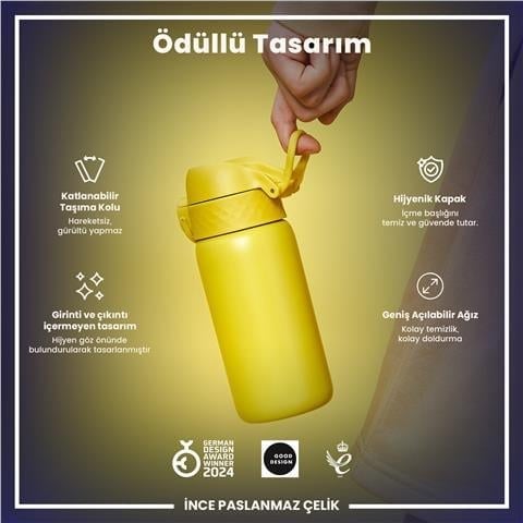 ION8 - Paslanmaz Çelik Çocuk Suluk - Sarı - 400 Ml - Sızdırmaz