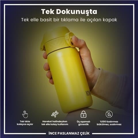 ION8 - Paslanmaz Çelik Çocuk Suluk - Sarı - 400 Ml - Sızdırmaz
