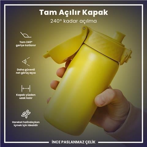 ION8 - Paslanmaz Çelik Çocuk Suluk - Sarı - 400 Ml - Sızdırmaz