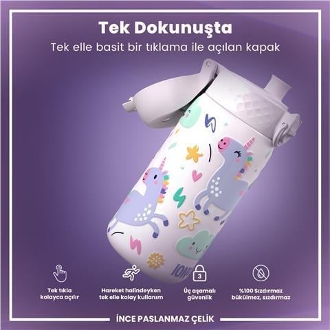 ION8 - Paslanmaz Çelik Çocuk Suluk - Unicorn - 400 Ml - Sızdırmaz