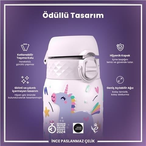 ION8 - Paslanmaz Çelik Çocuk Suluk - Unicorn - 400 Ml - Sızdırmaz