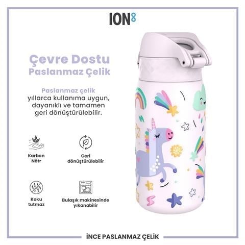 ION8 - Paslanmaz Çelik Çocuk Suluk - Unicorn - 400 Ml - Sızdırmaz