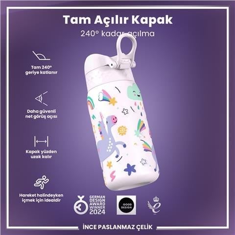 ION8 - Paslanmaz Çelik Çocuk Suluk - Unicorn - 400 Ml - Sızdırmaz