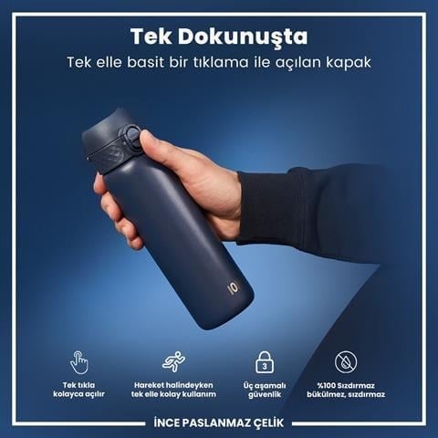 ION8 - Paslanmaz Çelik İnce Suluk - Koyu Lacivert - 600 Ml - Sızdırmaz