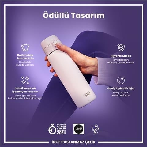 ION8 - Paslanmaz Çelik İnce Suluk - Lila - 600 Ml - Sızdırmaz