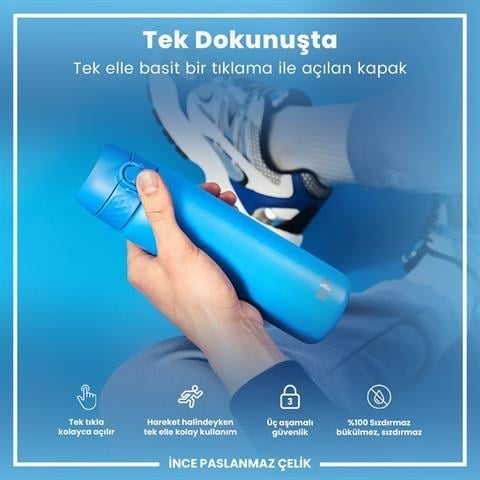 ION8 - Paslanmaz Çelik İnce Suluk - Mavi - 600 Ml - Sızdırmaz