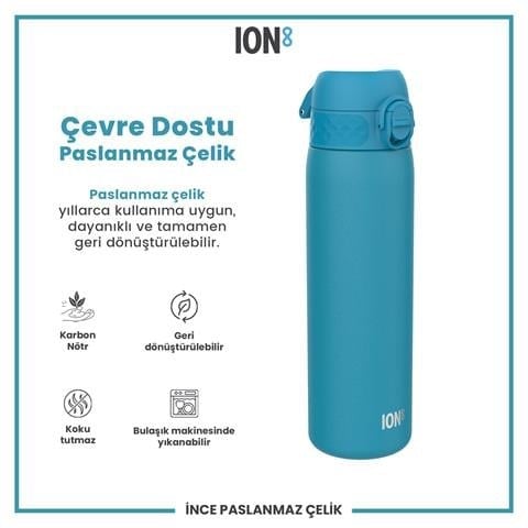 ION8 - Paslanmaz Çelik İnce Suluk - Mavi - 600 Ml - Sızdırmaz