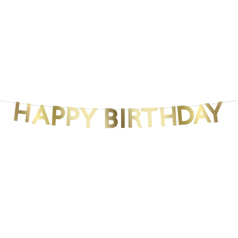 Meri Meri - Altın Varaklı Happy Birthday Asılan Süs