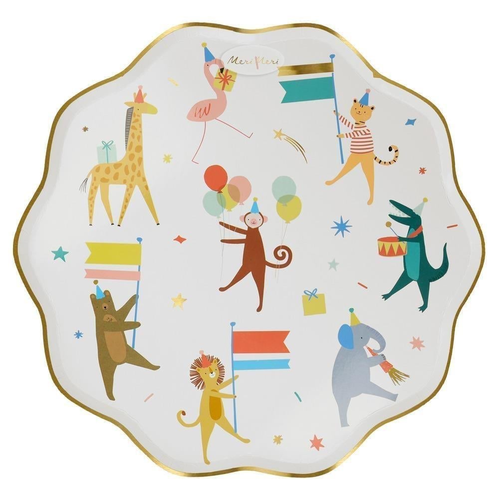 Meri Meri - Animal Parade Dinner Plates - Hayvan Geçit Töreni Tabaklar (L) (8Li)