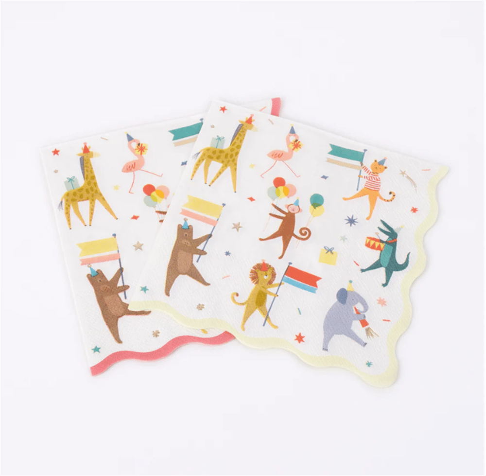 Meri Meri - Animal Parade Large Napkins - Hayvanlar Geçit Töreni Peçeteler (16Lı)