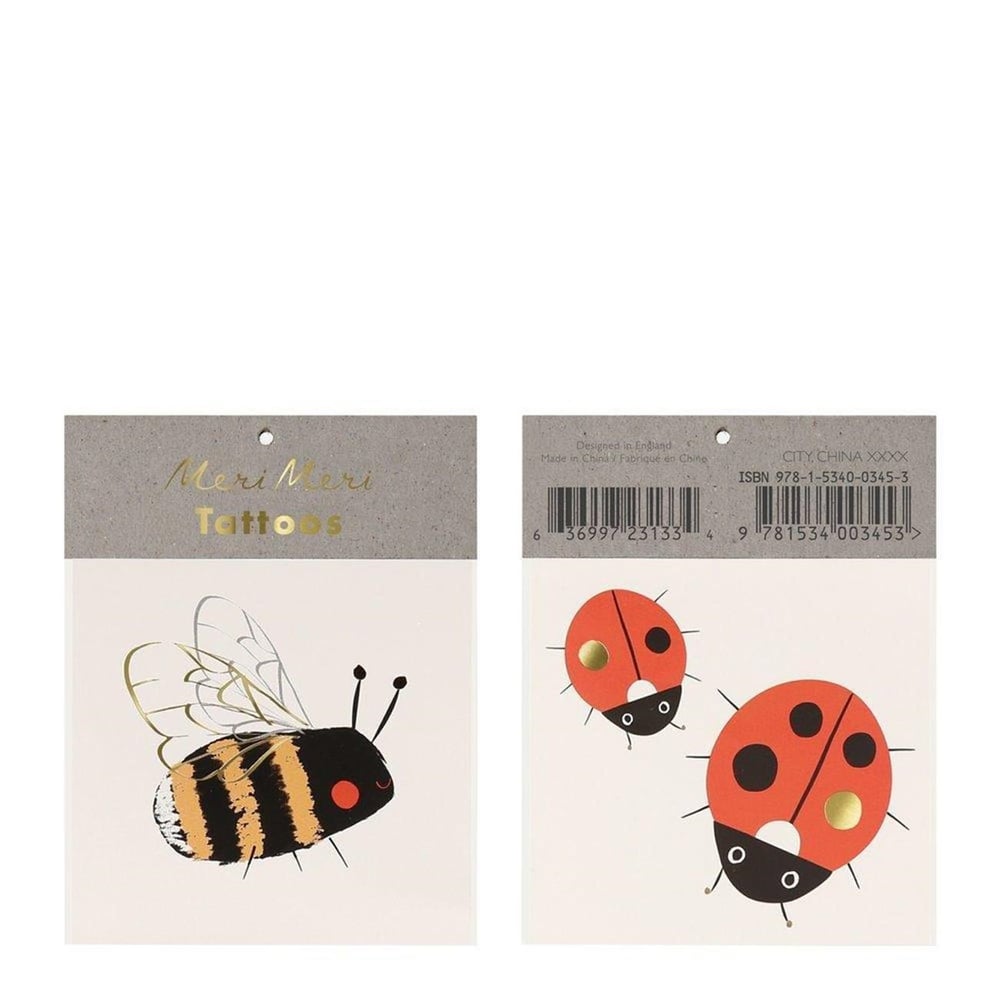 Meri Meri - Bee & Ladybird Tattoos - Arı & Uğur Böceği Geçici Dövme - S