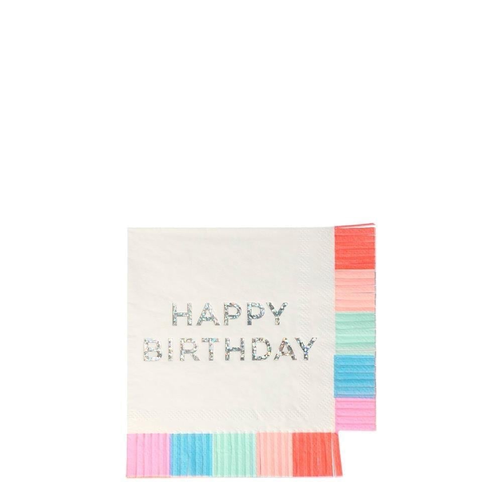 Meri Meri - Birthday Fringe Small Napkins - Happy Birthday Peçete - S - 16Lı