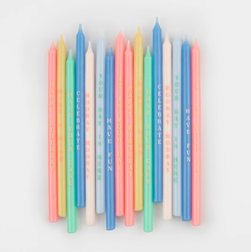 Meri Meri - Birthday Phrases Candles - Doğum Günü Tebrik Yazıları Mumlar (x16)