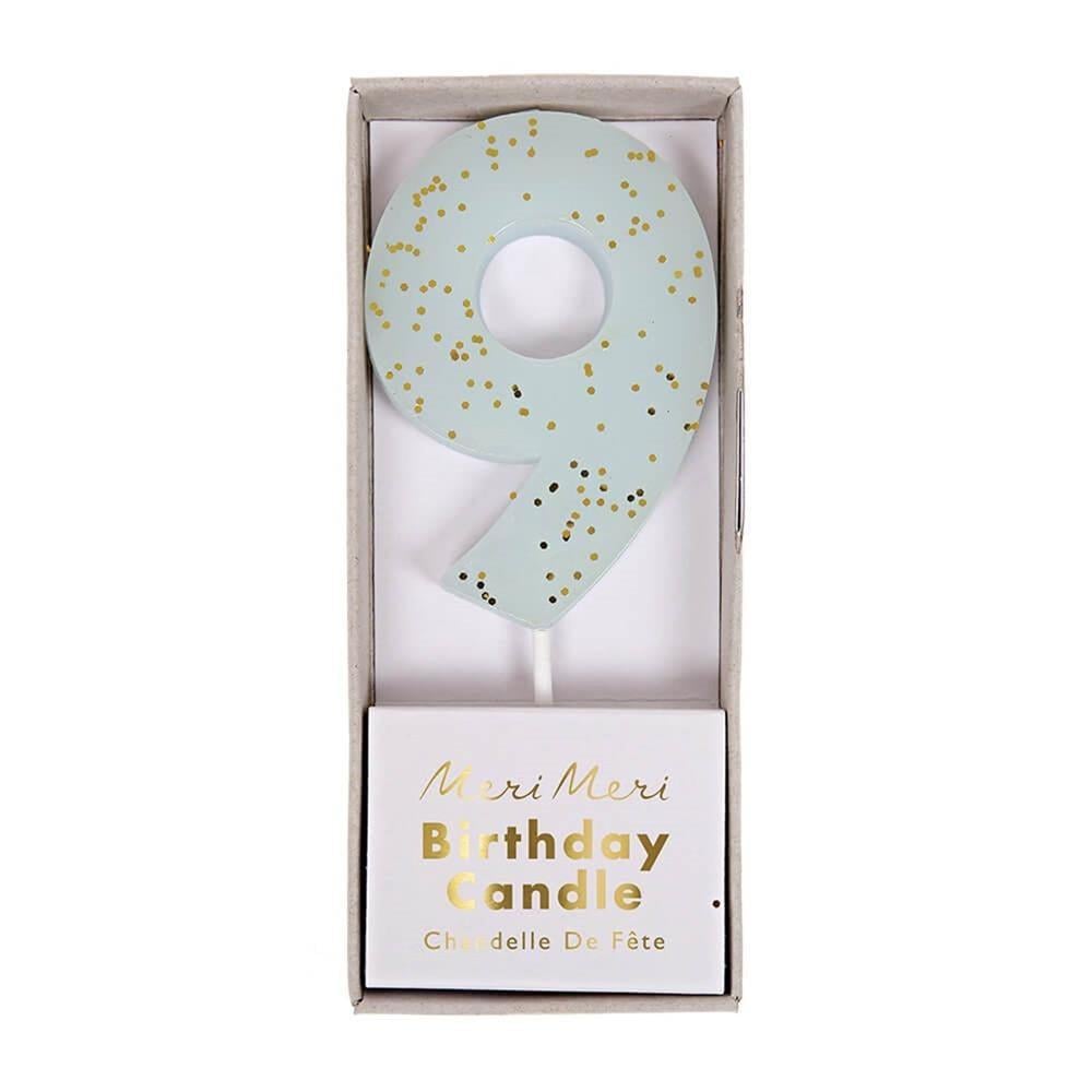 Meri Meri - Blue Number 9 Candle - 9 Numara Mavi Mum