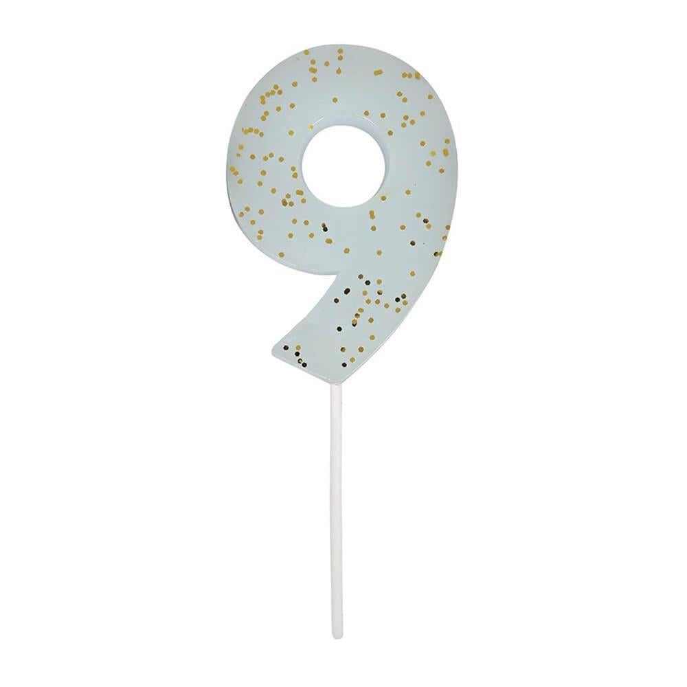 Meri Meri - Blue Number 9 Candle - 9 Numara Mavi Mum