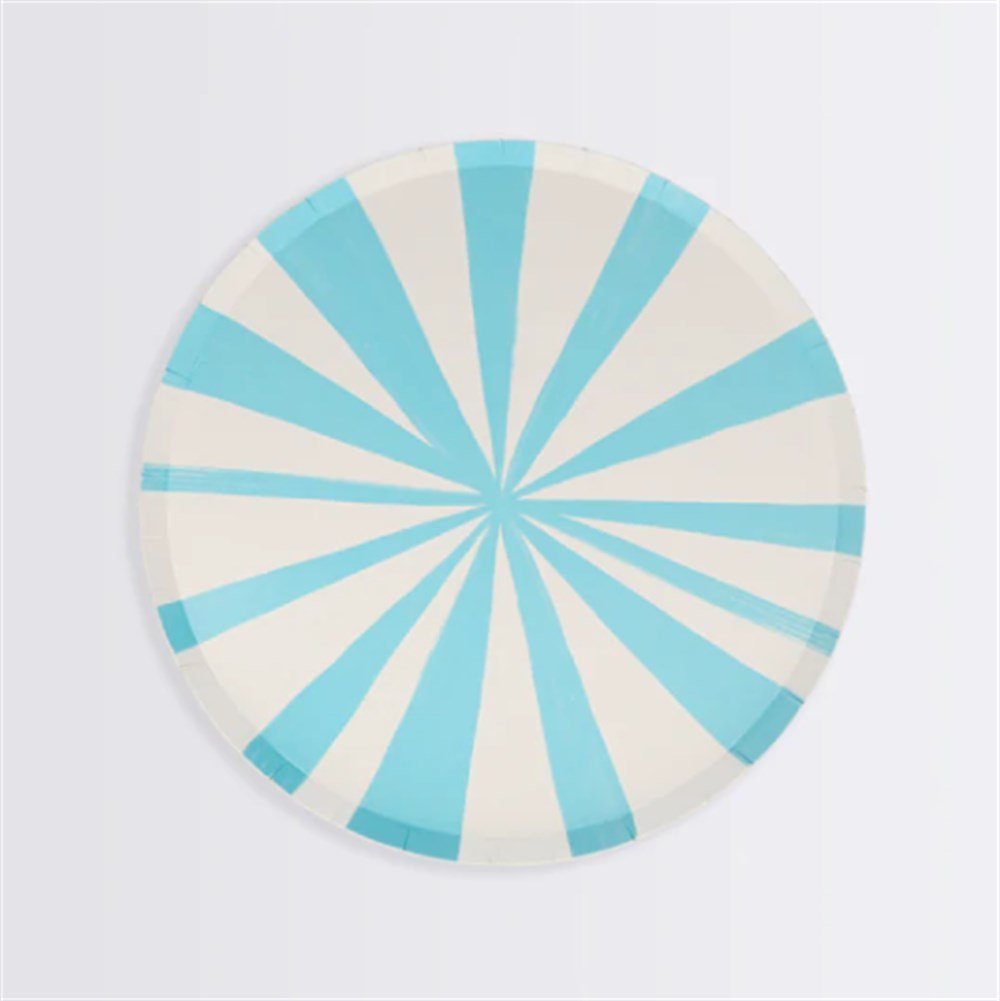 Meri Meri - Blue Stripe Plates - Mavi Çizgili Tabaklar - S - 8Li