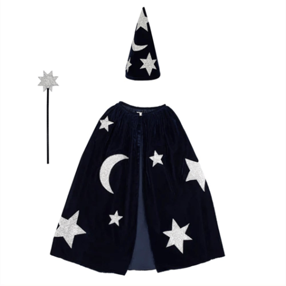 Meri Meri - Blue Velvet Wizard Costume - Mavi Büyücü Kostümü