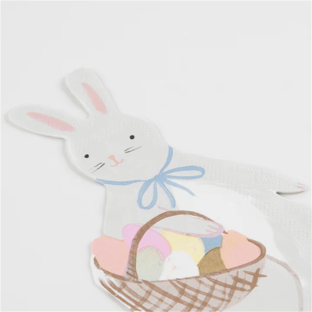Meri Meri - Bunny With Basket Napkins - Sepetli Tavşan Peçeteler - 16Lı
