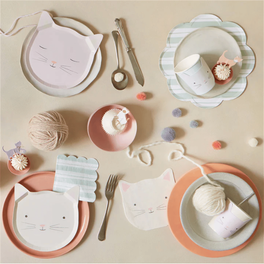 Meri Meri - Cat Plates - Kedi Tabaklar - 8Li