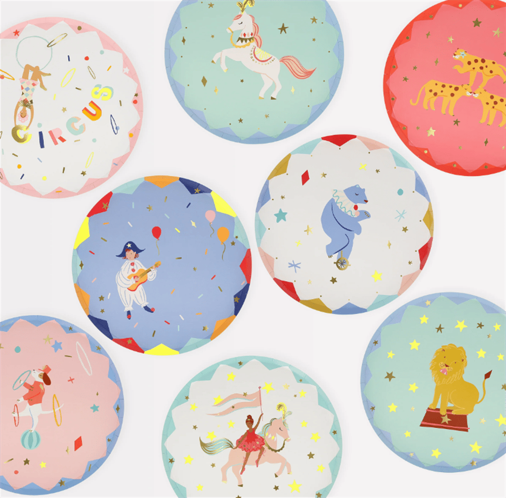 Meri Meri - Circus Side Plates - Sirk Tabaklar (M) (X8)