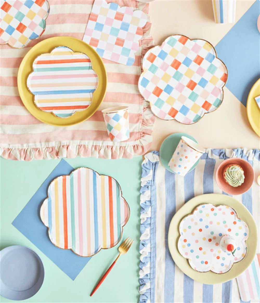Meri Meri - Colourful Pattern Cups - Renkli Desenler Bardaklar - 8Li