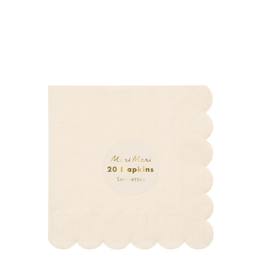Meri Meri - Cream Napkins - Krem Peçete- L - 20Li