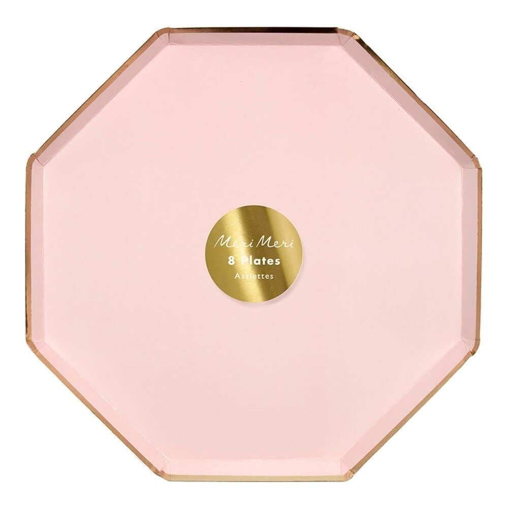 Meri Meri - Dusky Pink Plates - Toz Pembe Tabaklar - L - 8Li