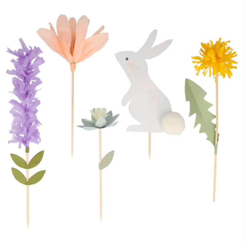 Meri Meri - Easter Cake Toppers - Çiçekli Tavşan Pasta Süsleri