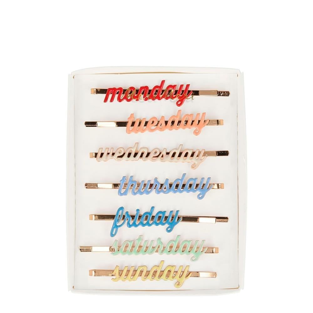 Meri Meri - Enamel Week Day Hair Slides - Haftanın Günleri Tokaları