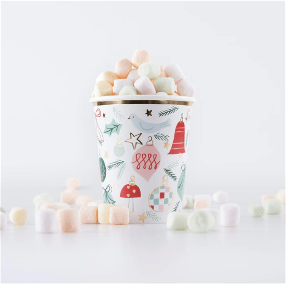 Meri Meri - Festive Pattern Cups - Yeni Yıl Bardaklar (8Li)