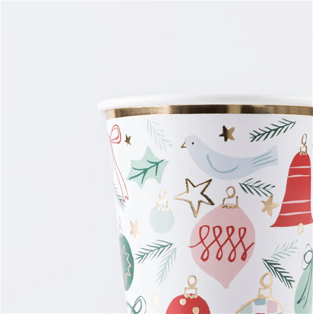 Meri Meri - Festive Pattern Cups - Yeni Yıl Bardaklar (8Li)
