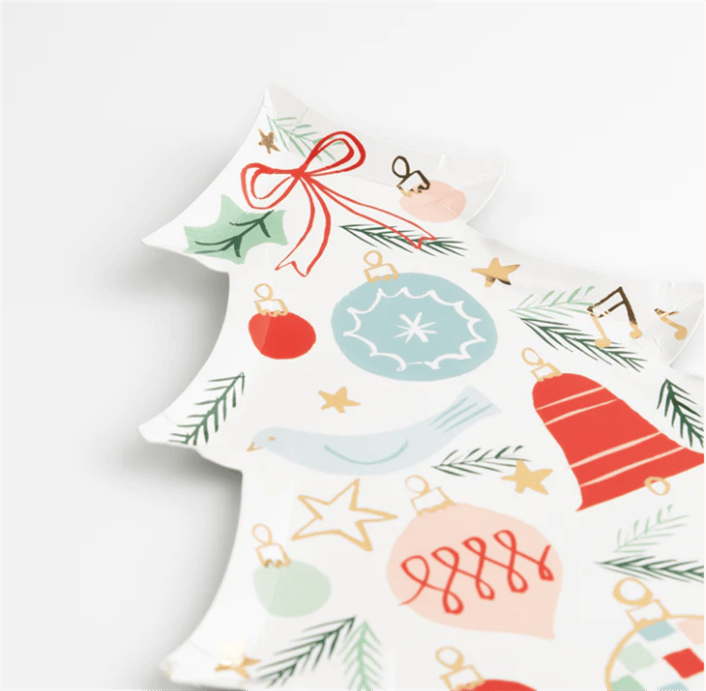 Meri Meri - Festive Pattern Tree Plates - Yeni Yıl Ağacı Tabaklar (8Li)